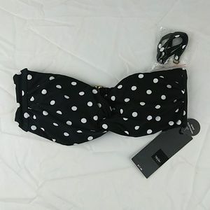Mossimo Womens Swim Top Size Small Black White dot